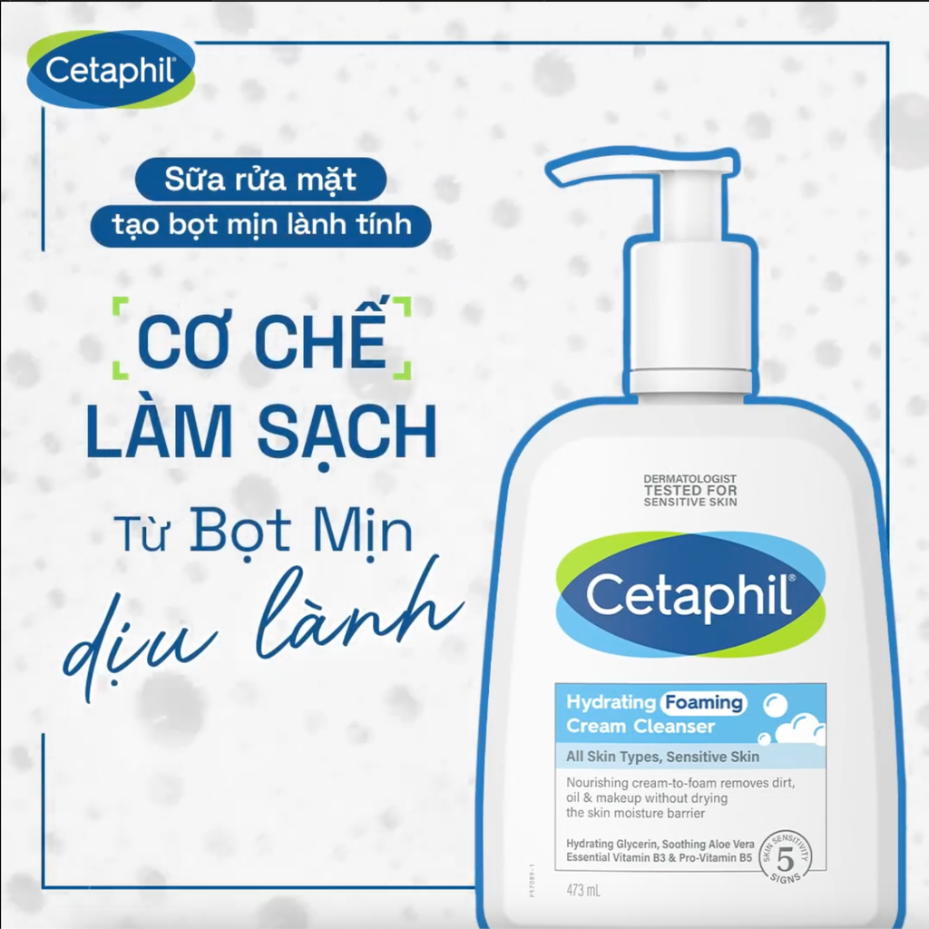 Sữa Rửa Mặt Tạo Bọt Cho Da Nhạy Cảm Cetaphil Hydrating Foaming Cream Cleanser