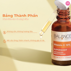 Serum Sáng Da Mờ Thâm Balance Vitamin C 12% Supershot Advanced Brightening Serum 30ml