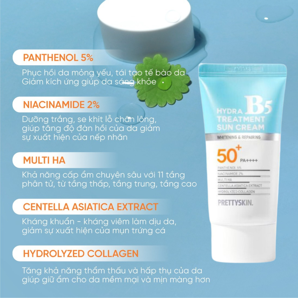 Kem Chống Nắng Phục Hồi Da Prettyskin Hydra B5 Exosome Treatment Sun Cream SPF50+ PA++++ 50ml