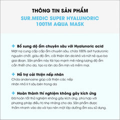 Mặt Nạ Cấp Ẩm Sur.Medic+ Super Hyaluronic 100 Aqua Mask 30g