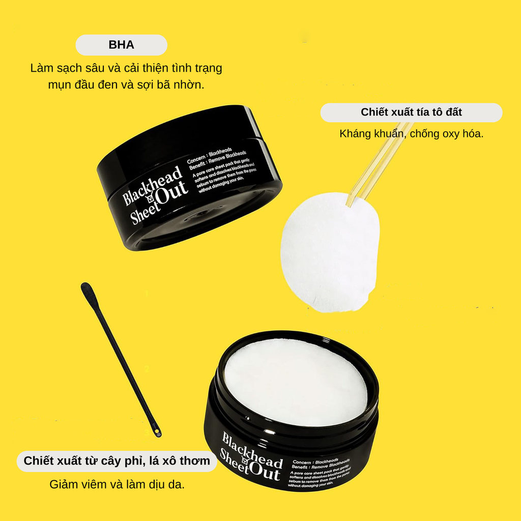 Miếng Ủ Mụn Đầu Đen Giảm Tuyến Bã Nhờn Tia'm Blackhead Out Sheet 55ml