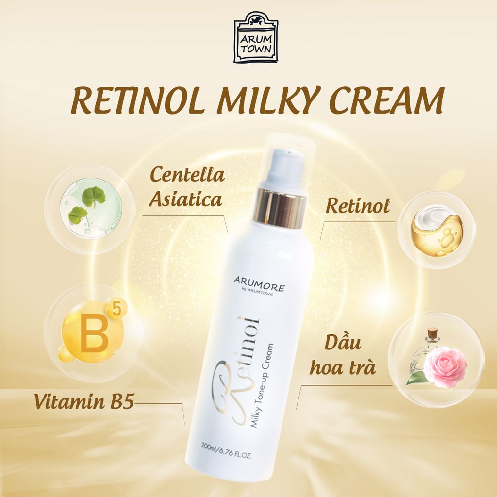 Kem Dưỡng Trắng Da Body Arumore Retinol Milky Tone-up Cream 200ml