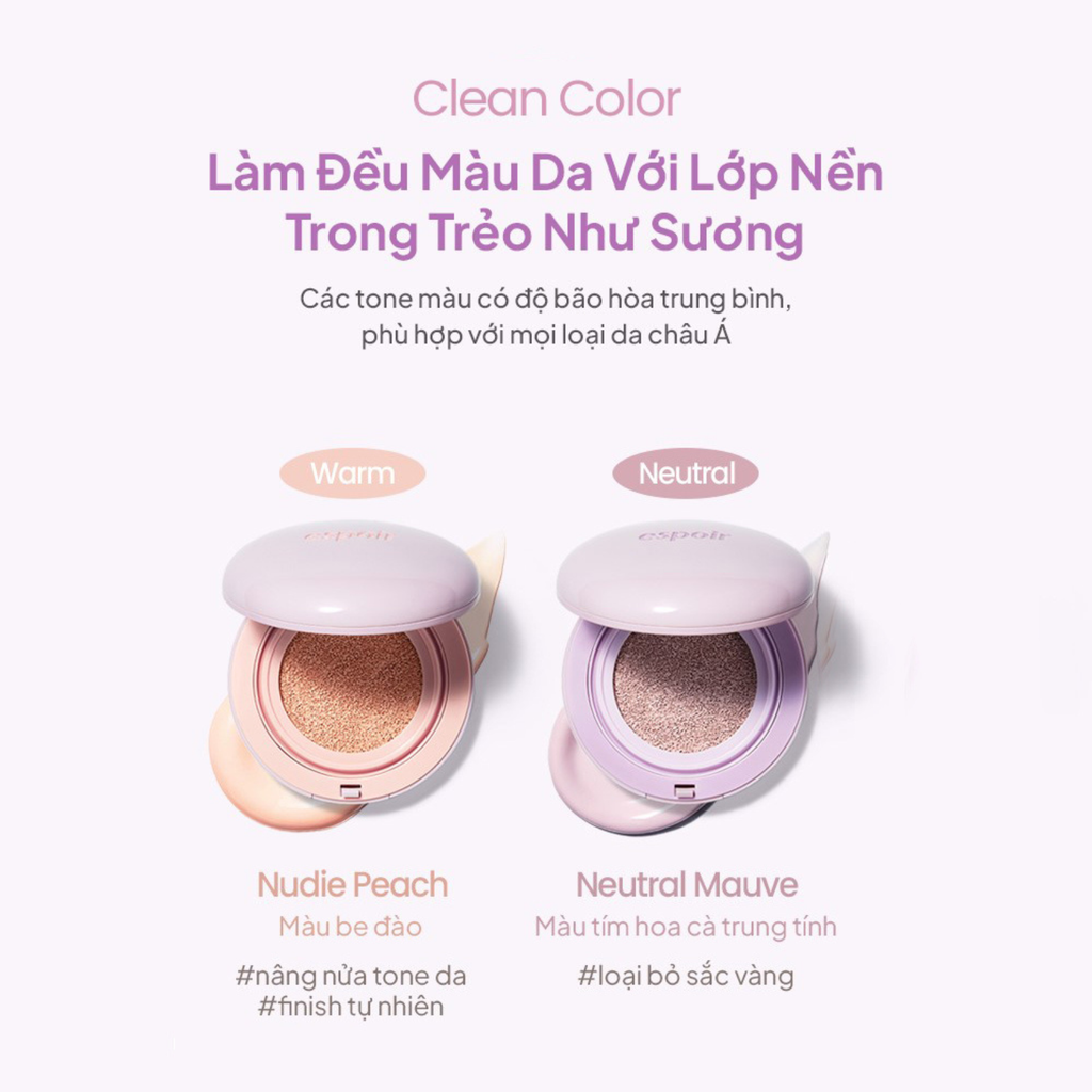 Phấn Nước Chống Nắng Nâng Tone Espoir Dewlike Jello Tone Up Cushion SPF50+ PA+++15g (tặng kèm ví)