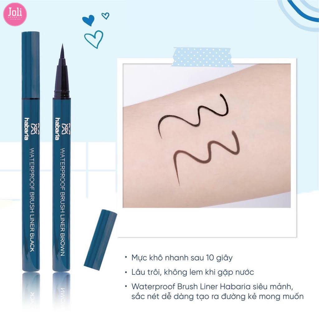 Bút Kẻ Mắt Nước Màu Đen Habaria Waterproof Brush Liner Black