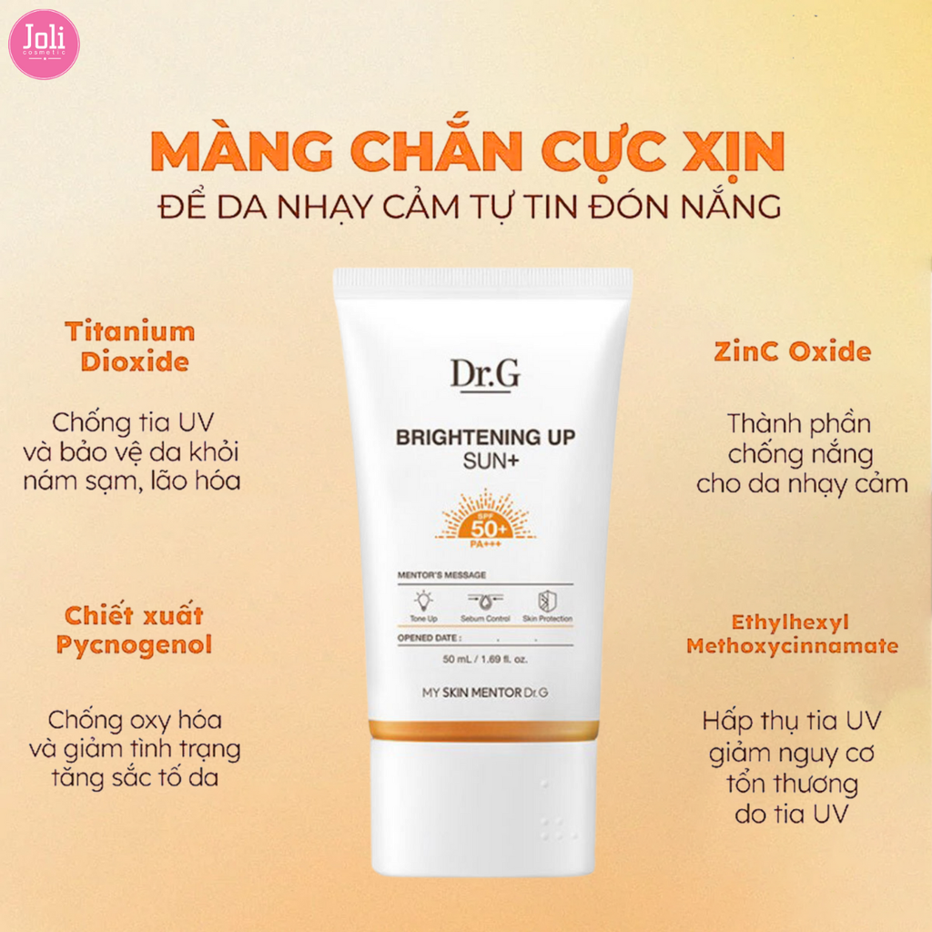 Set Kem Chống Nắng Dưỡng Sáng Da Dr.G Brightening Up Sun+ SPF50+ PA+++ 50ml + 20ml