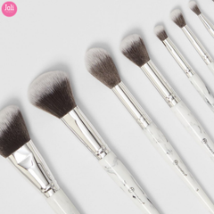 Bộ Cọ Trang Điểm 9 Cây BH Cosmetics White Marble Brush Set With Angeled Brush Holder