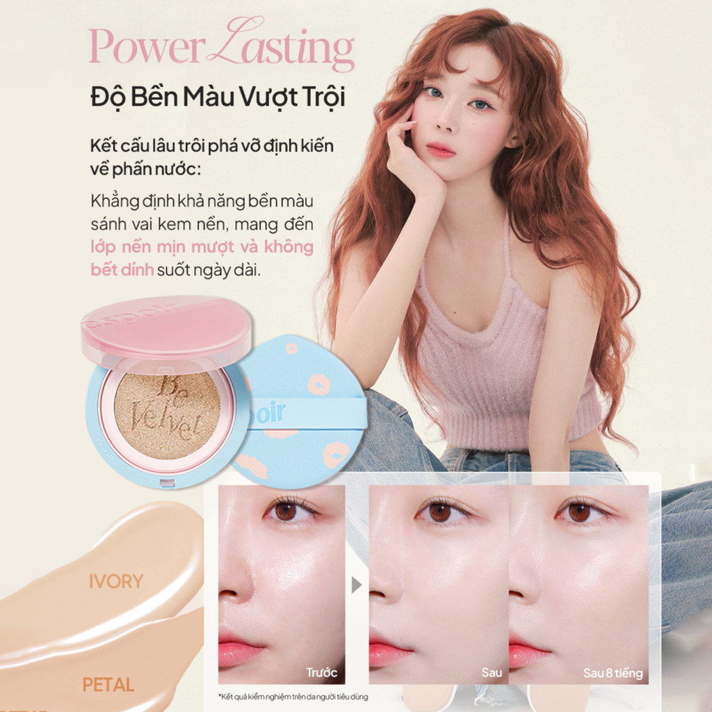 Phấn Nước Espoir Pro Tailor Be Velvet Cover Cushion New Class Cherry Blossom Edition SPF34 PA++ 13g (Tặng kèm lỏi)