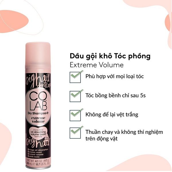 Dầu Gội Khô Colab Dry Shampoo Fragrance 200ml