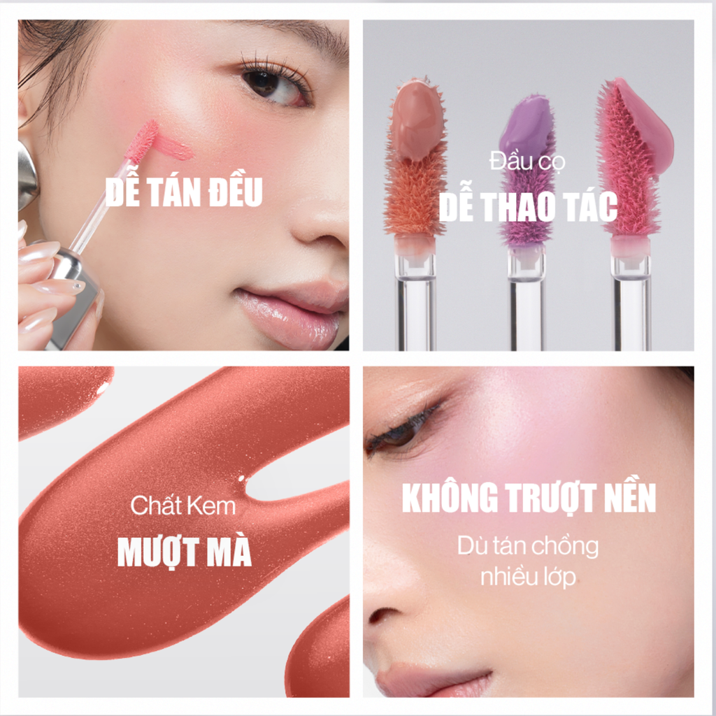 Má Hồng Kem Căng Bóng Glamrr Q Glow Lasting Fresh Blush 3.8g