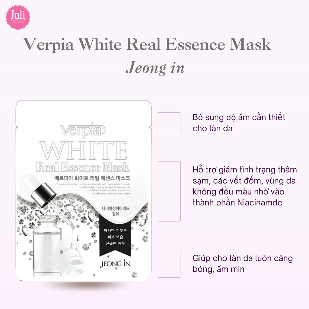 Mặt Nạ Dưỡng Trắng Da Jeong In Verpia White Real Essence Mask 20ml