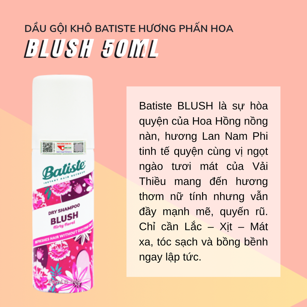 Dầu Gội Khô Batiste Dry Shampoo 50ml