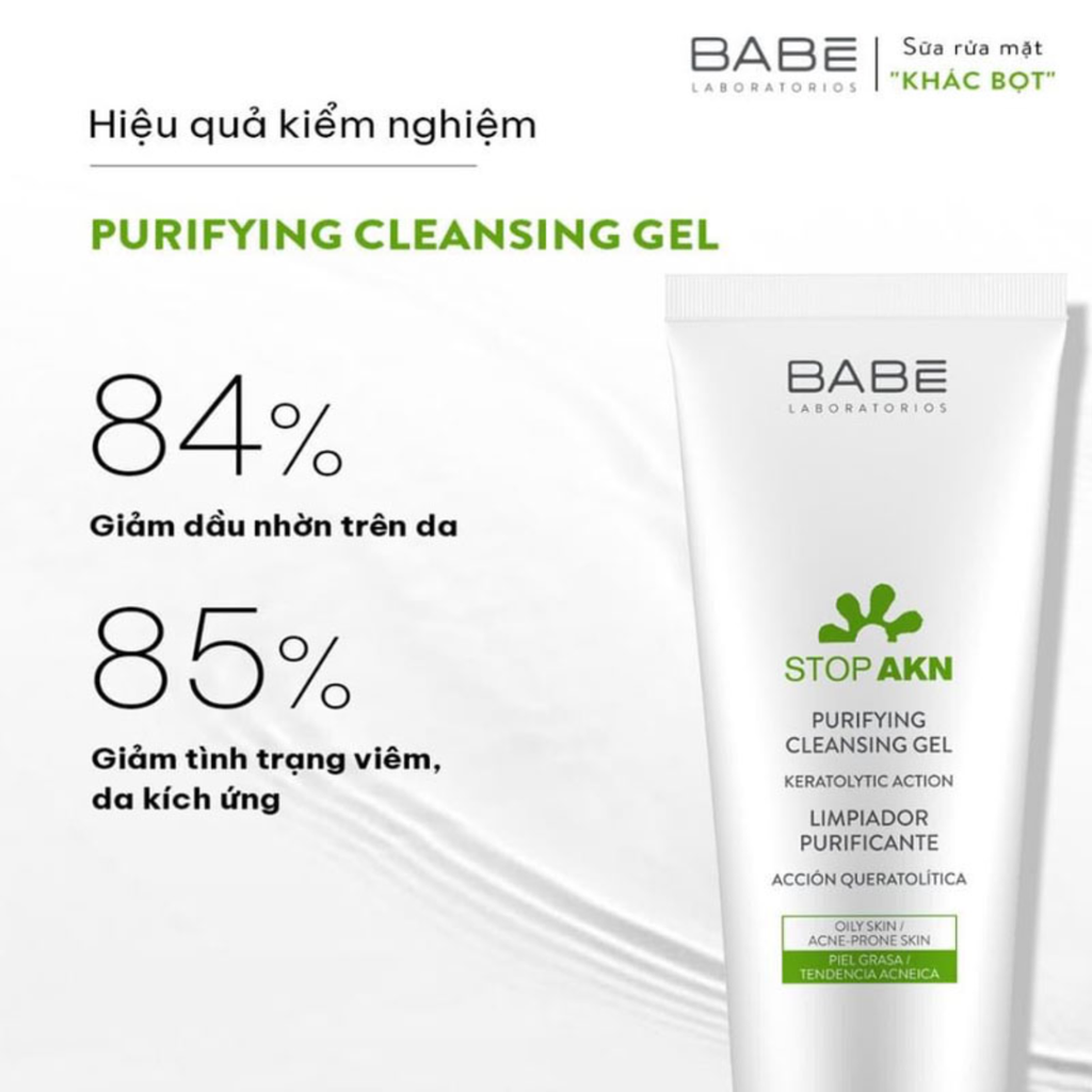 Sữa Rửa Mặt Cho Da Dầu Mụn Babe Stop Akn Purifying Cleansing Gel