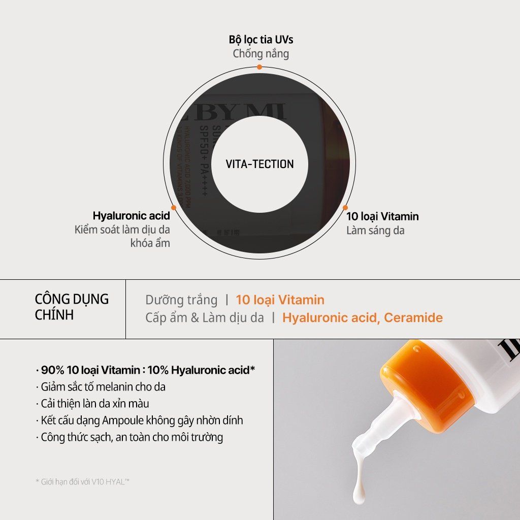 Kem Chống Nắng Dưỡng Ẩm Nâng Tông Some By Mi V10 Hyal Antioxidant Suncreen SPF50+ PA++++ 40ml
