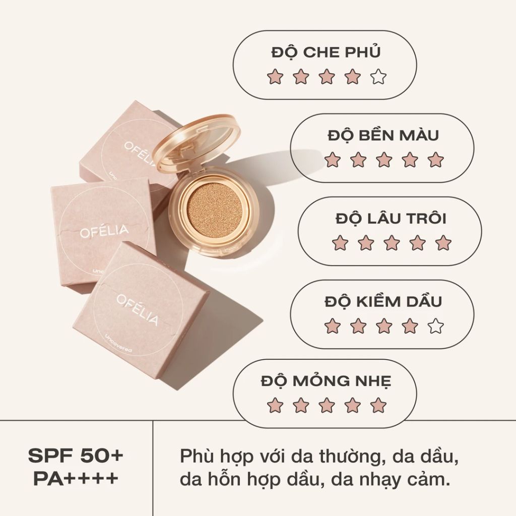 Phấn Nước Ofelia Uncovered Longwear Cushion SPF50+ PA++++ 12g