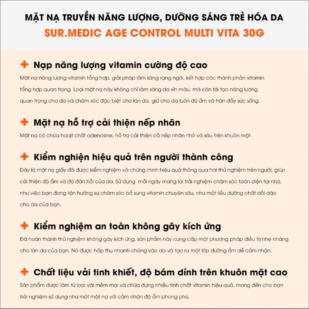 Mặt Nạ Chống Lão Hóa Da Sur.Medic+ Age Control Multi Vita Mask 30g
