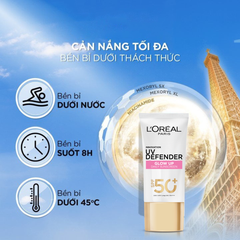 Kem Chống Nắng Sáng Da Loreal UV Defender Glow Up Daily Sunscreen SPF50+ PA ++++ 50ml