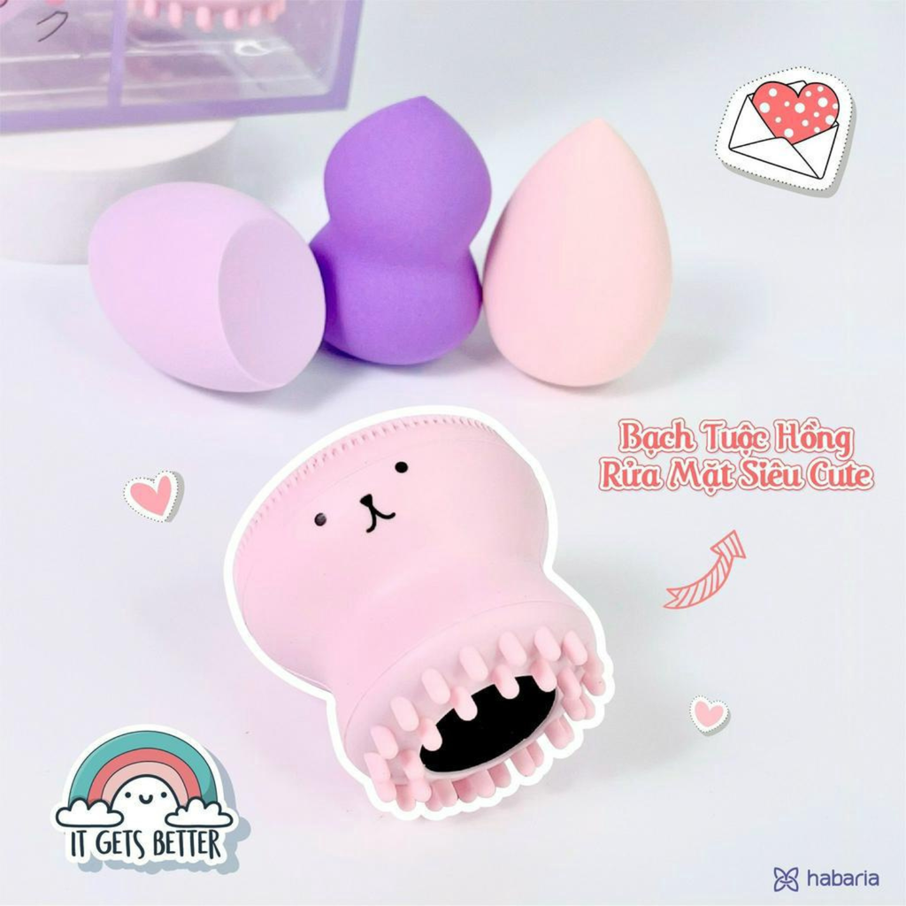 Bông Mút Tán Nền 4 Món Habaria Makeup Sponge Rabbits Love Set