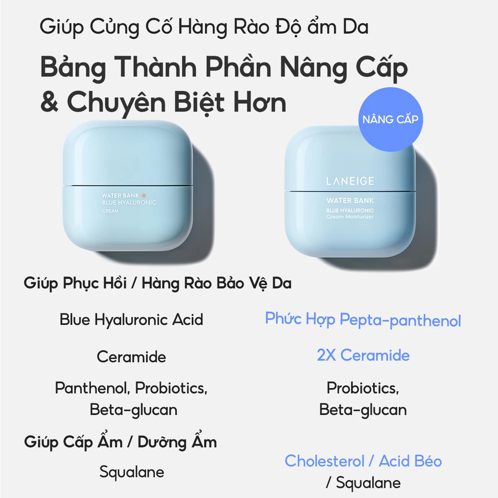 Kem Dưỡng Ẩm Làm Dịu Phục Hồi Cho Da Khô Laneige Water Bank Blue Hyaluronic Moisture Cream 10ml