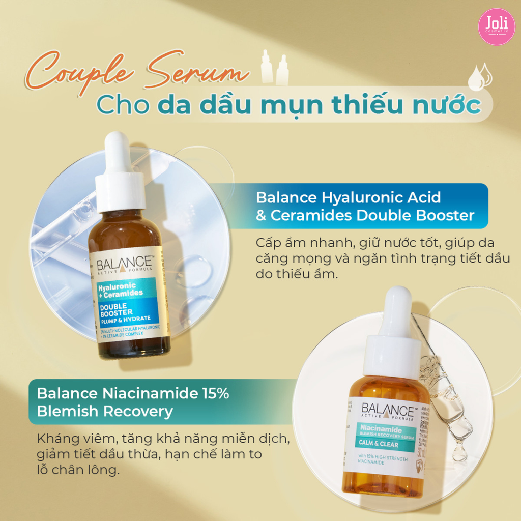 Tinh Chất Dưỡng Cấp Ẩm Phục Hồi Da Balance Active Formula Hyaluronic + Ceramides Double Booster 30ml