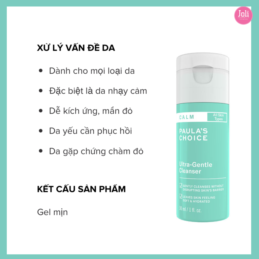 Sữa Rửa Mặt Cho Da Nhạy Cảm Paula's Choice Calm Ultra-Gentle Cleanser 30ml