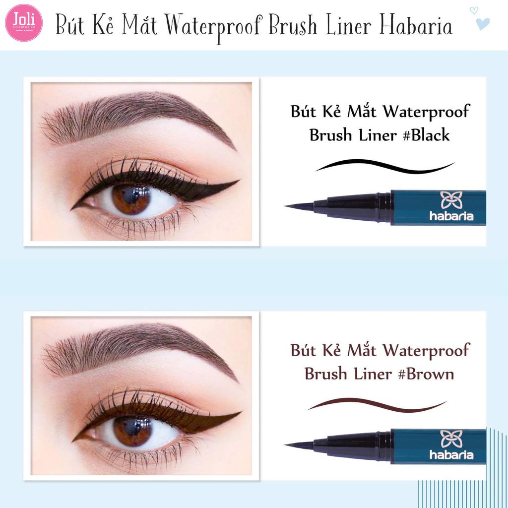 Bút Kẻ Mắt Nước Màu Đen Habaria Waterproof Brush Liner Black