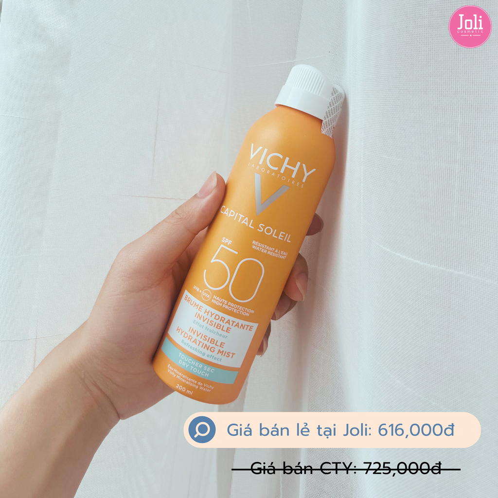 Xịt Chống Nắng Vichy Ideal Soleil Invisible Hydrating Mist SPF 50 PA+++ UVB + UVA 200ml