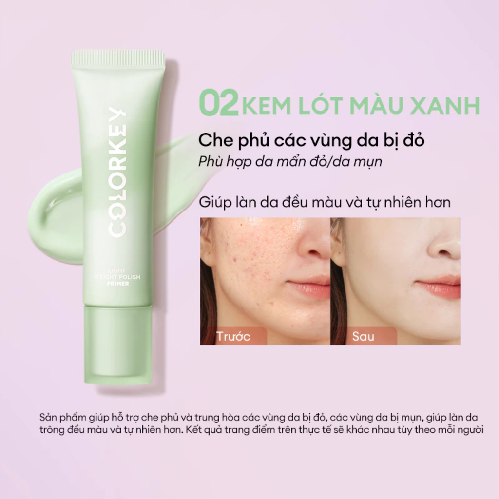 Kem Lót Trang Điểm Mỏng Nhẹ, Nâng Tông, Làm Đều Màu Da Colorkey Light Weight Polish Primer 30g