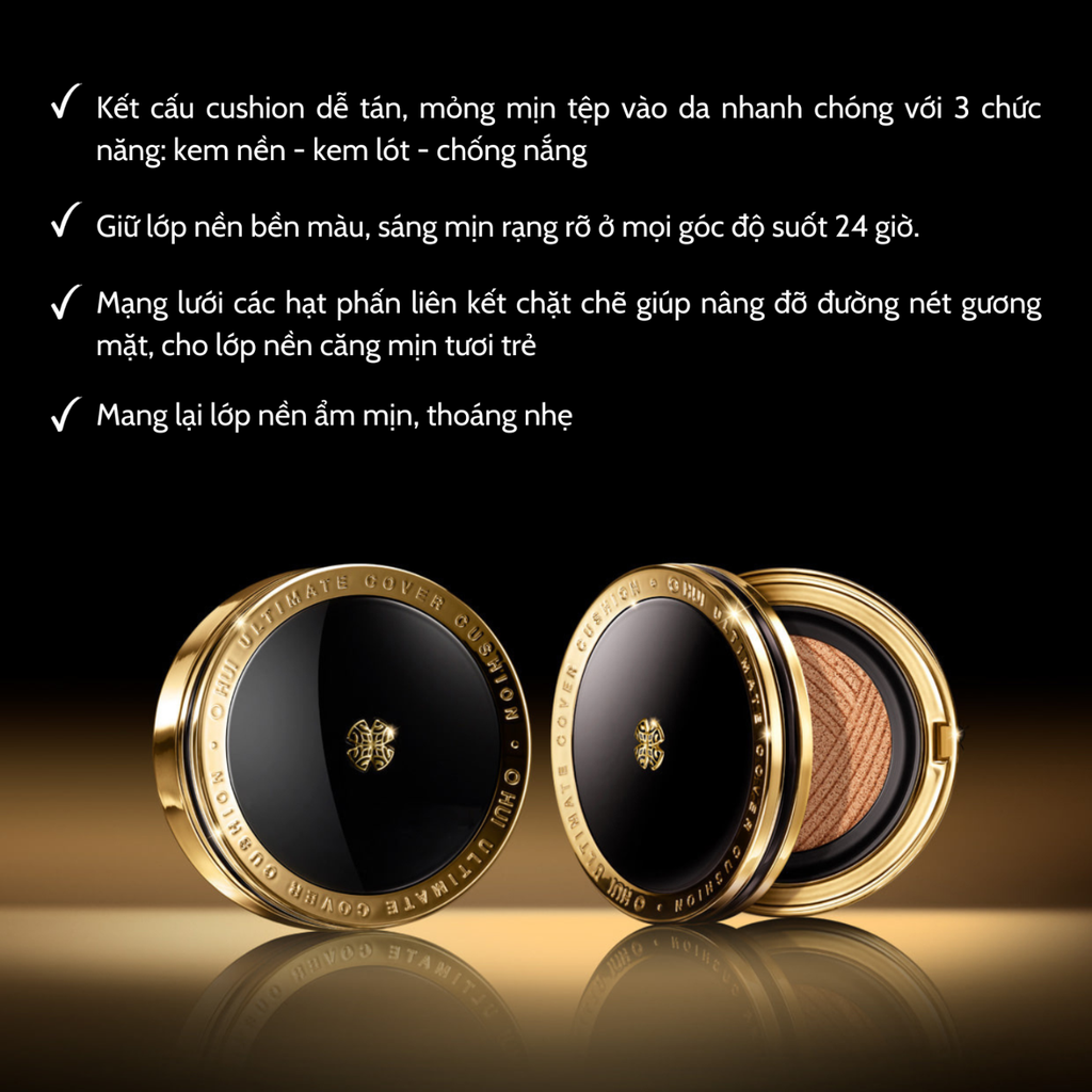 Phấn Nước Che Khuyết Điểm Ohui Ultimate Cover Cushion Satin Finish SPF50+ PA+++ 15gx2 (tặng kèm lõi)