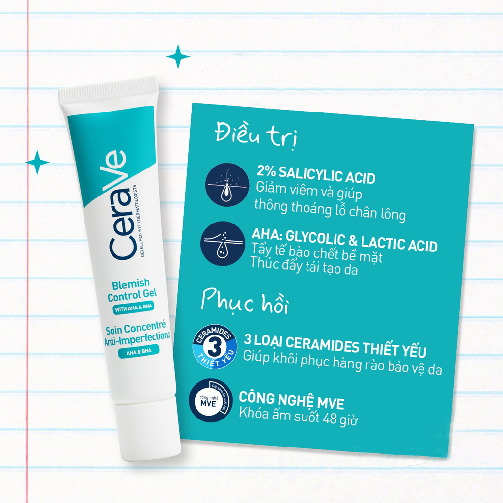 Gel Giảm Mụn Mờ Thâm Thu Nhỏ Lỗ Chân Lông Cerave Blemish Control Gel 40ml