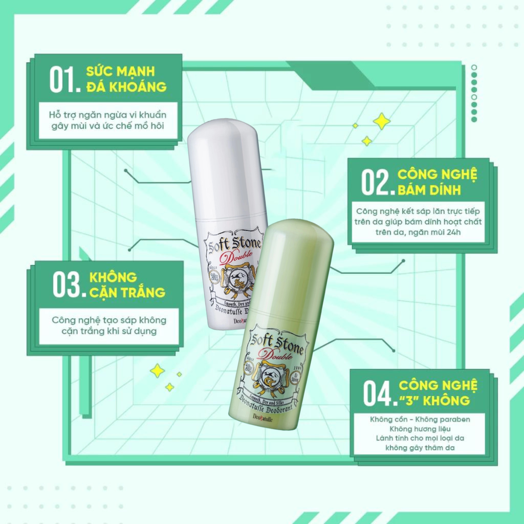 Lăn Khử Mùi Deonatulle Soft Stone Double Deodorant 20g