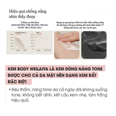 Kem Dưỡng Trắng Nâng Tông Da Weilaiya Natural Whitening Fragrance Body Cream 200ml