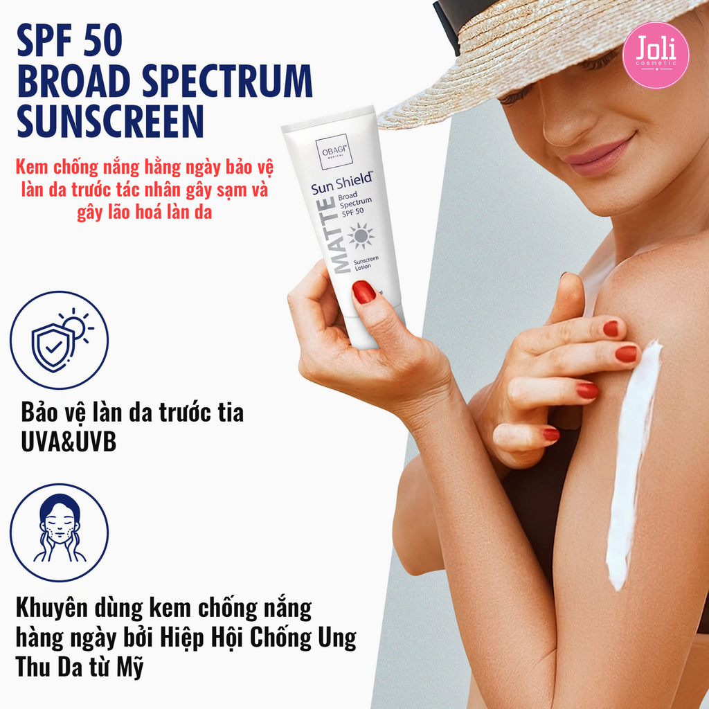 Kem Chống Nắng Obagi Sun Shield Matte Broad Spectrum SPF 50 Premium 85g