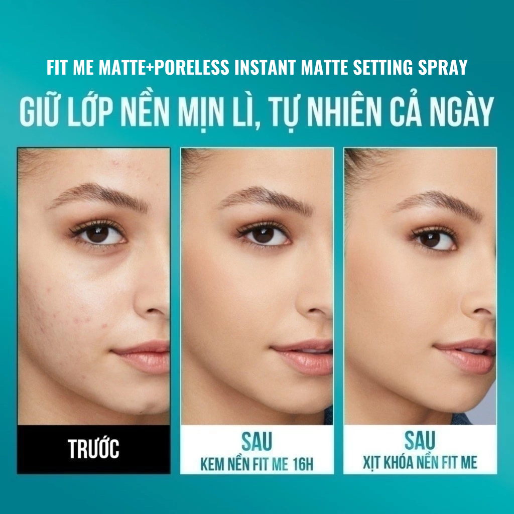 Xịt Khóa Nền Kiềm Dầu Maybelline Fit Me Matte Poreless Setting Spray 60ml