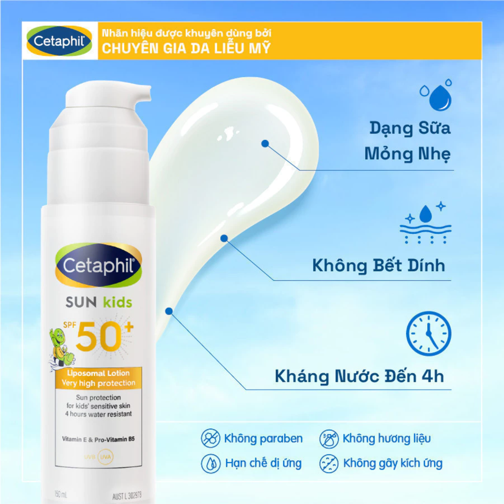 Sữa Chống Nắng Dịu Lành Cho Bé Cetaphil Sun Kids SPF50+ Liposomal Lotion 150ml