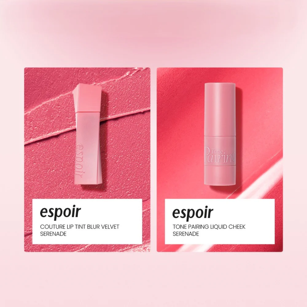 Set Son Kem Espoir Couture Lip Tint Blur Velvet Serenade 5.5g & Má Hồng Espoir Tone Pairing Liquid Cheek Serenade 8ml