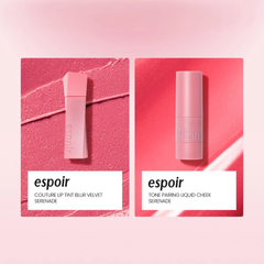Set Son Kem Espoir Couture Lip Tint Blur Velvet Serenade 5.5g & Má Hồng Espoir Tone Pairing Liquid Cheek Serenade 8ml