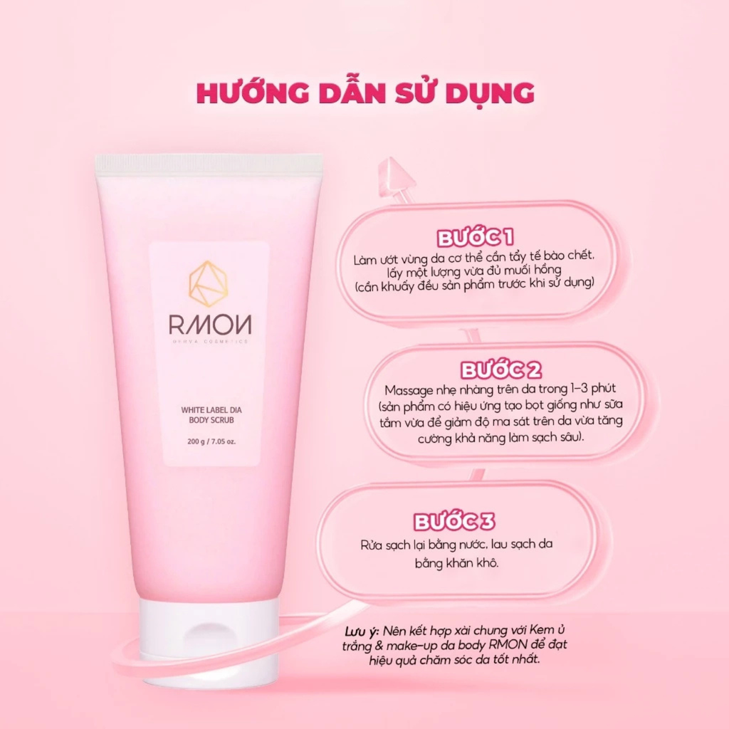 Tẩy Da Chết Body Muối Hồng Rmon White Label Dia Body Scurb 200g