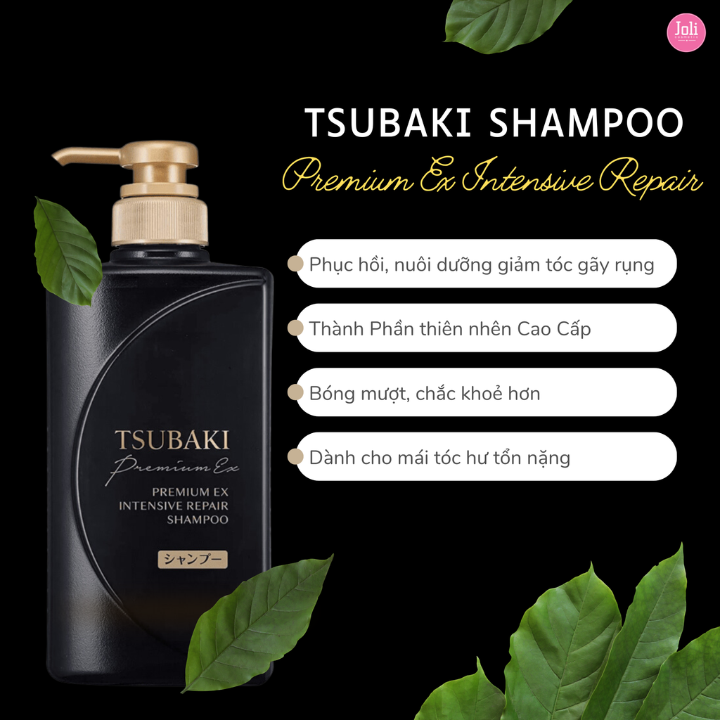 Dầu Gội Phục Hồi Hư Tổn Nặng & Giảm Gãy Rụng Tsubaki Premium EX Intensive Repair Shampoo 490ml