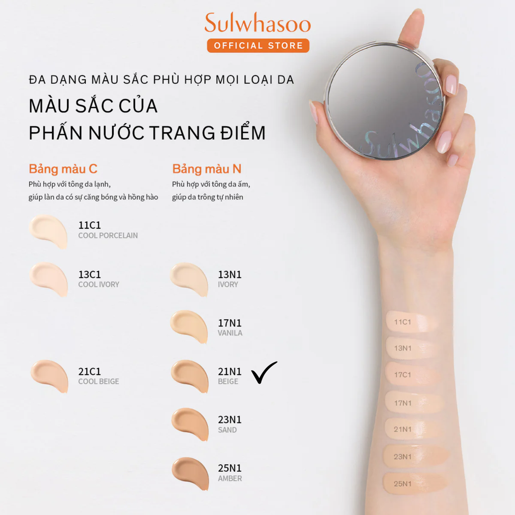 Phấn Nước Sulwhasoo Perfecting Cushion Coussin De Teint SPF50+ PA+++ 30g (Tặng kèm lõi)