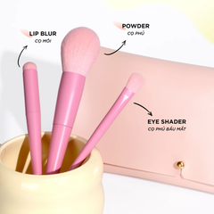 Bộ Cọ 10 Cây + Ví Hồng Vacosi Candy Puffy Brush Set BC34