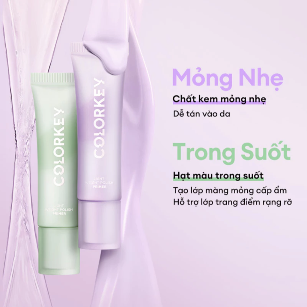 Kem Lót Trang Điểm Mỏng Nhẹ, Nâng Tông, Làm Đều Màu Da Colorkey Light Weight Polish Primer 30g