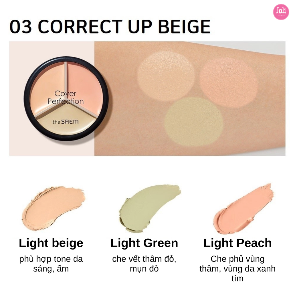 Kem Che Khuyết Điểm The Saem Cover Perfection Triple Pot Concealer