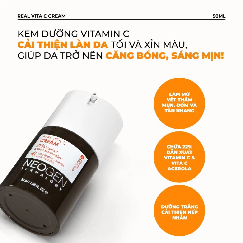 Kem Dưỡng Ẩm Sáng Da Giảm Thâm Neogen Real Vita C Cream 50ml