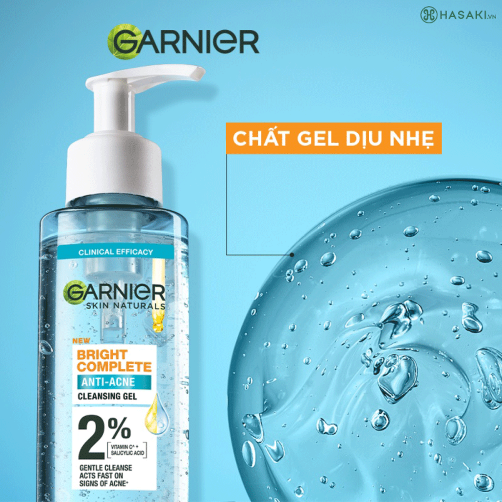 Gel Rửa Mặt Cho Da Dầu Mụn Garnier Bright Complete Anti-Acne Cleansing Gel 120ml