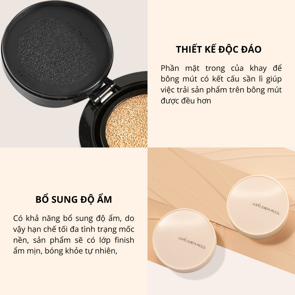 Phấn Nước Jung Saem Mool Skin Nuder Cover Layer Cushion SPF50+ PA+++ 14g (tặng kèm lõi)