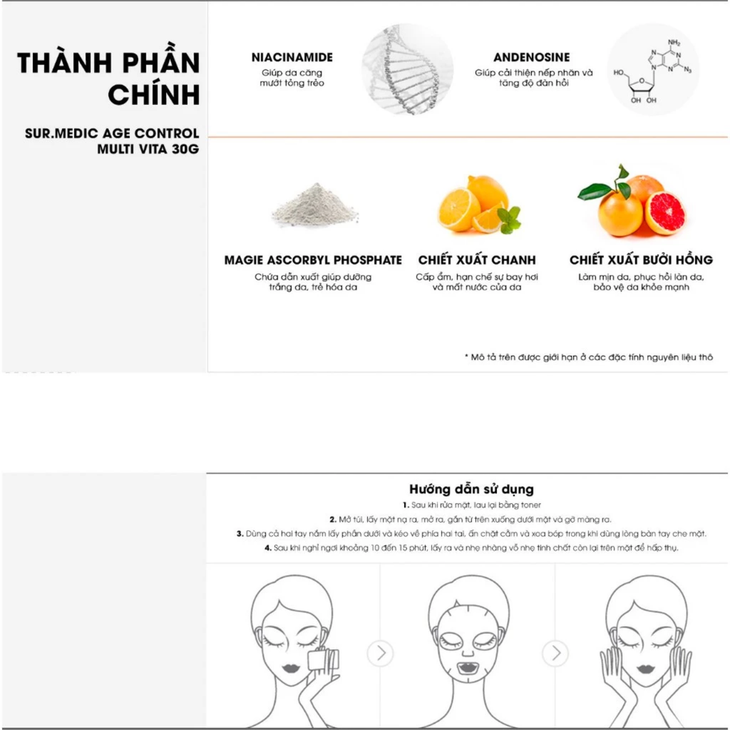 Mặt Nạ Chống Lão Hóa Da Sur.Medic+ Age Control Multi Vita Mask 30g
