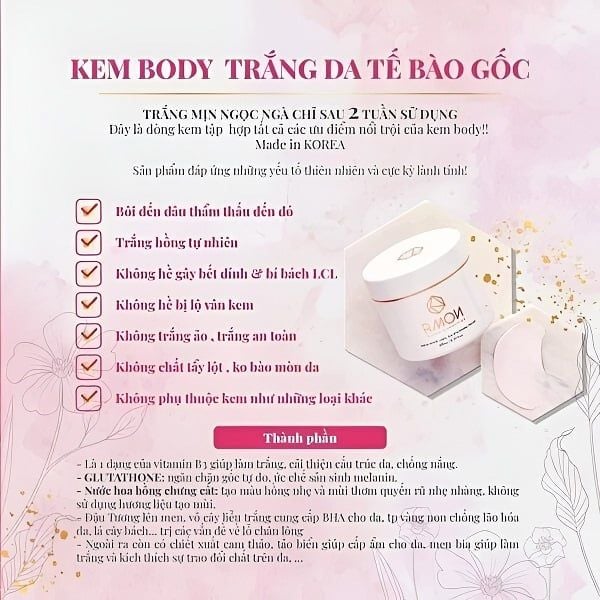 Kem Dưỡng Trắng Da Tế Bào Gốc Rmon White Label Dia Whitening Cream