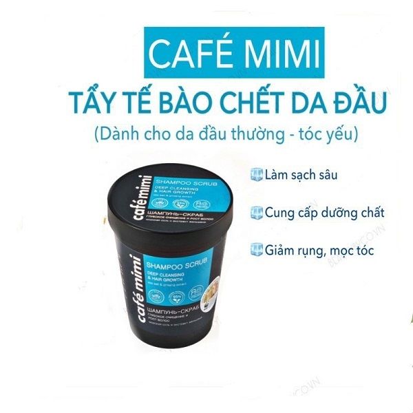 Dầu Gội Tẩy Tế Bào Chết Da Đầu Làm Sạch Kích Thích Mọc Tóc Café Mimi Shampoo Scrub 330g