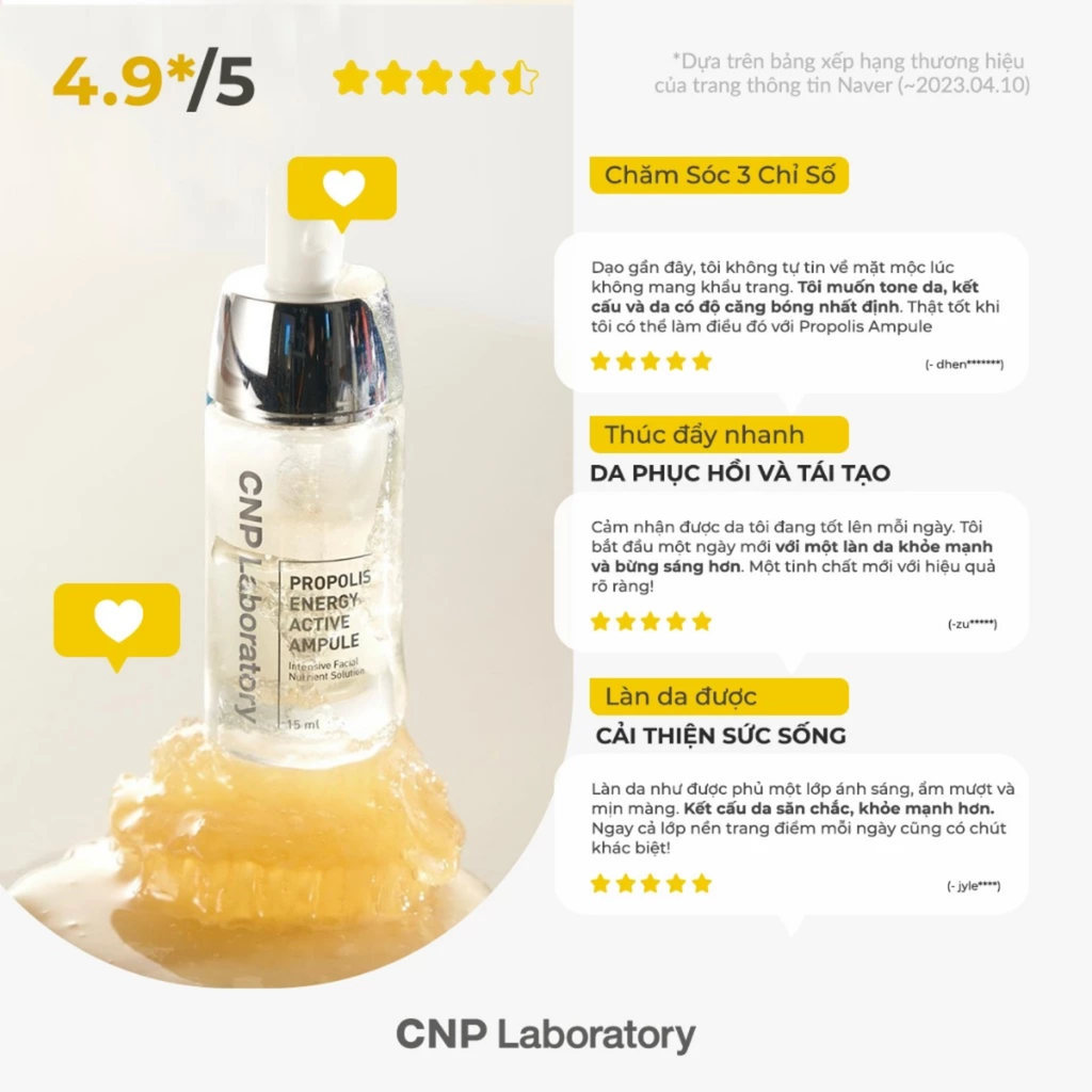 Tinh Chất Keo Ong Tái Tạo Phục Hồi Da CNP Laboratory Propolis Energy Active Ampule