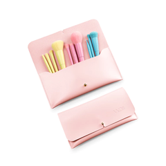 Bộ Cọ 10 Cây + Ví Hồng Vacosi Candy Puffy Brush Set BC34